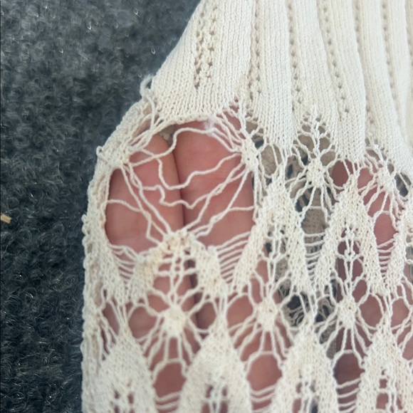 Zara Pointelle Knit Cream Lace Maxi Dress Size S - Picture 7 of 7